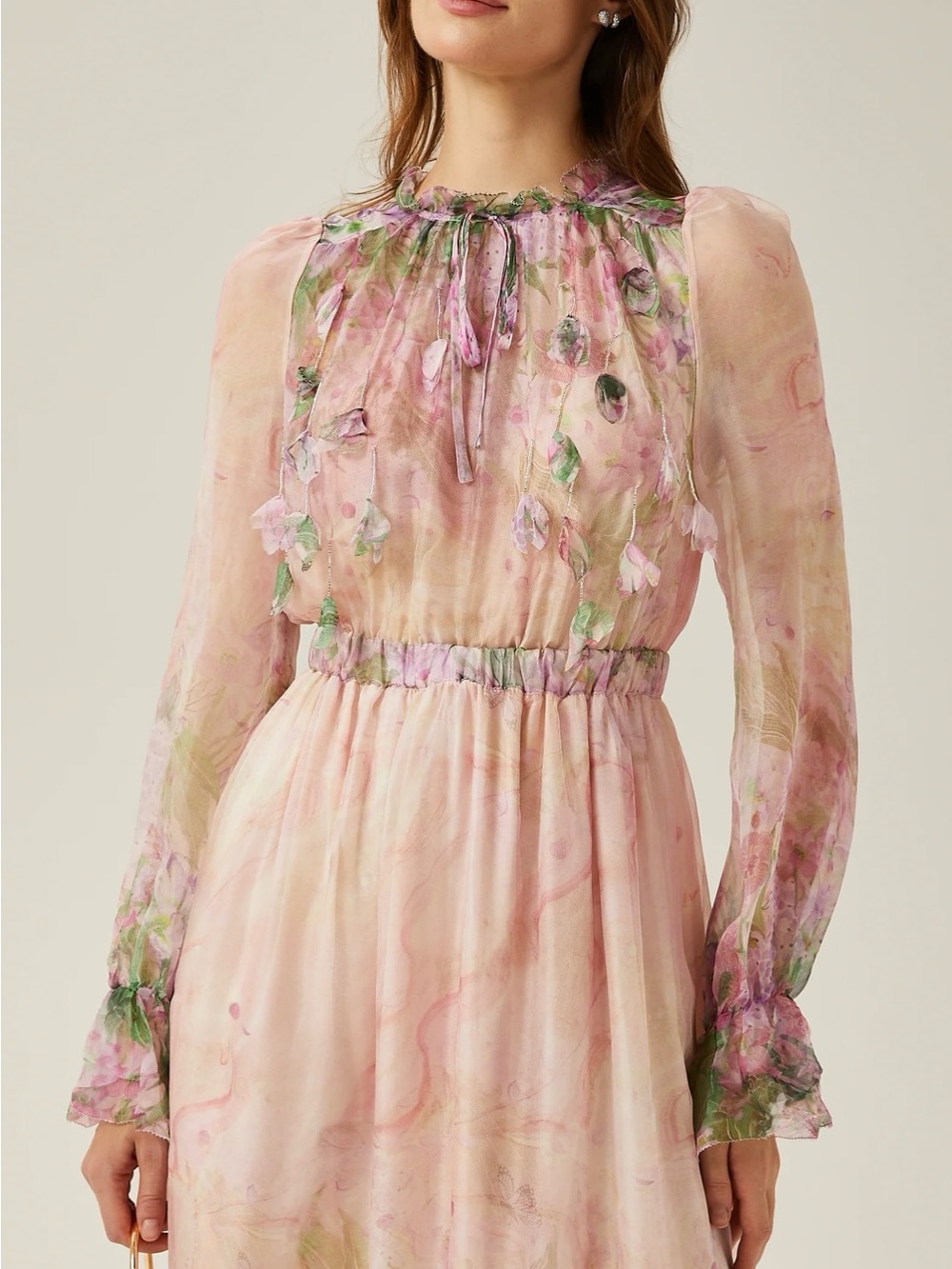 Justine floral-print cinched-waist midi dress - Picture 9 of 9